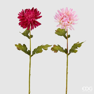 due fiori artificiali di crisantemo altezza 60 cm colore rosso e rosa