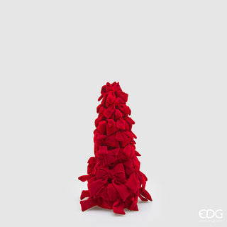 decorazione ornamentale natalizia cono tipo albero di natale con fiocchi rosso