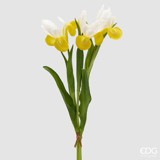 mazzo di iris fiori gialli artificiali con 3 rami altezza 44 cm